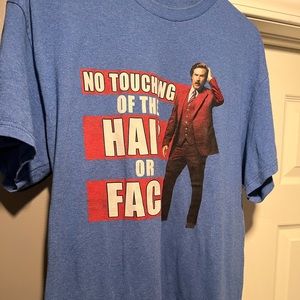 Anchorman T-Shirt. ‘No touching the hair or face’. Size Large.